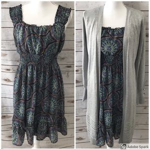 💚AGB Ruched Waist Flowy Skirted Dress